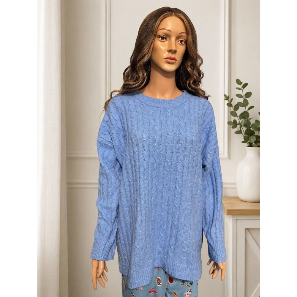 Women’s hippie rose Classic Cable Knit Women's Sweater - Light Blue size XL